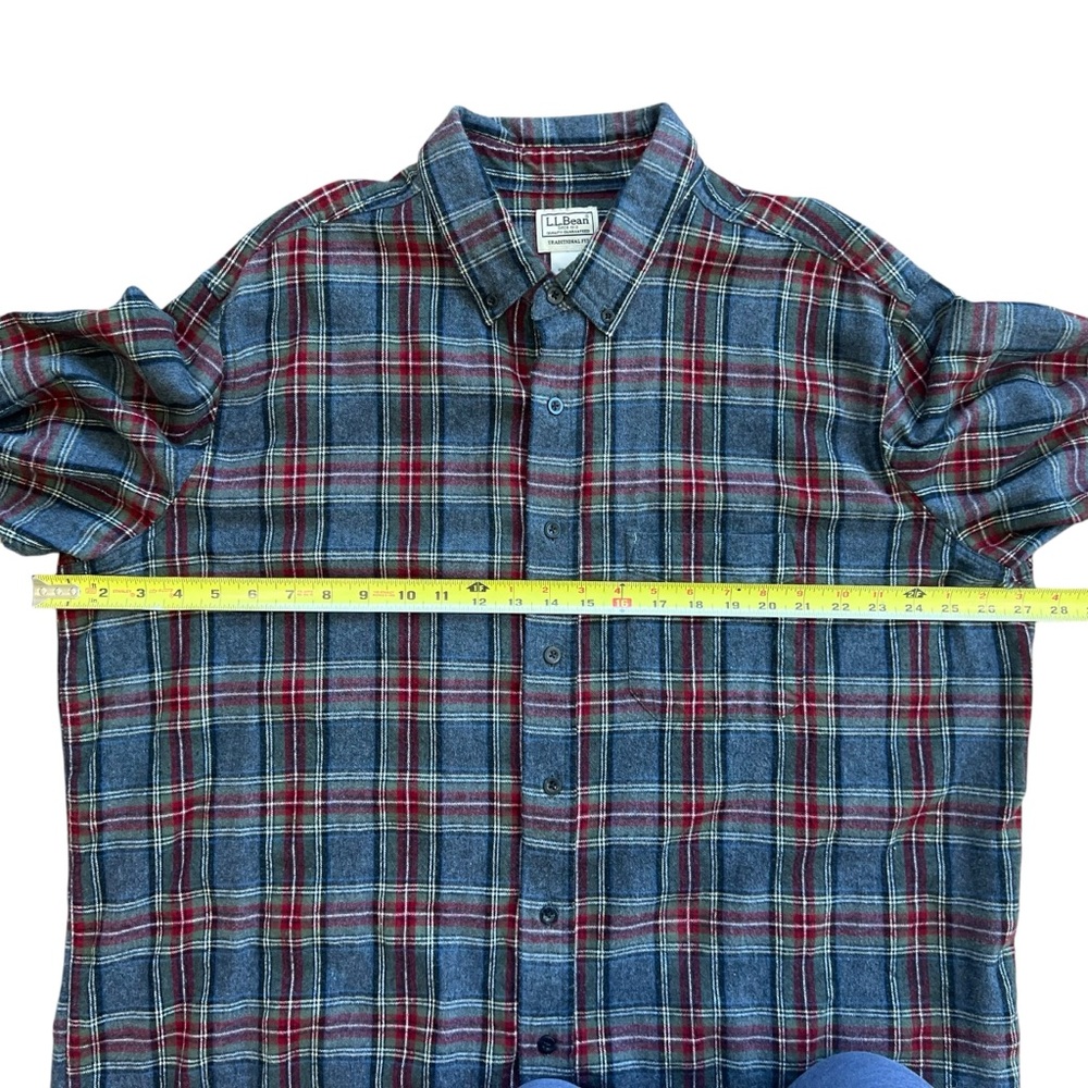 LL Bean Shirt Men’s Scotch Plaid Flannel Size XL Item 228061 100% Cotton‎ Gray - Picture 5 of 10